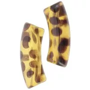 35x11mm Clear acrylic curved tube beads - Mottled Light Brown x6