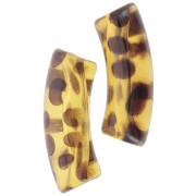 Clear acrylic 35x11 mm curved tube beads - Mottled Light Brown x6