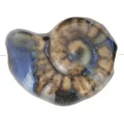 Blue - 20x16mm Ceramic shell bead - Dark brown - Blue marbled x1 20x16mm Ceramic shell bead - Dark brown - Blue marbled x1