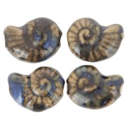 20x16mm Ceramic shell bead - Dark brown - Blue marbled x1
