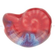 20x16mm Ceramic shell bead - Red - Blue Marbled x1