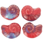 20x16mm Ceramic shell bead - Red - Blue Marbled x1
