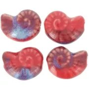 20x16mm Ceramic shell bead - Red - Blue Marbled x1