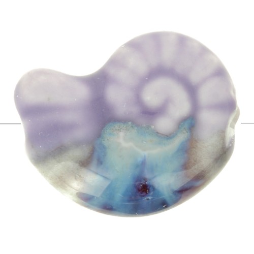 20x16mm Ceramic shell bead - Light Violet - Blue Marbled x1