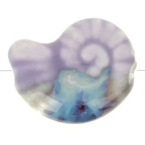 20x16mm Ceramic shell bead - Light Violet - Blue Marbled x1