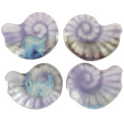 20x16mm Ceramic shell bead - Light Violet - Blue Marbled x1