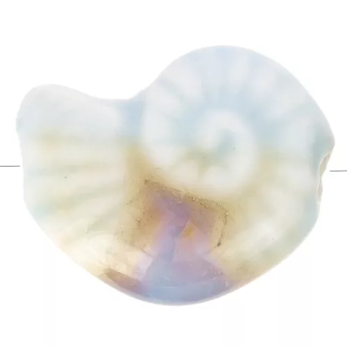 20x16mm Ceramic shell bead - Light blue - Beige marble x1