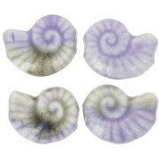 20x16mm Ceramic shell bead - Light Violet - Marbled Grey x1