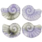 20x16mm Ceramic shell bead - Light Violet - Marbled Grey x1