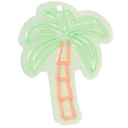 37x28mm acryliic Palm tree pendant - Light green - Brown x1|raw }}