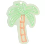37x28mm acryliic Palm tree pendant - Light green - Brown x1