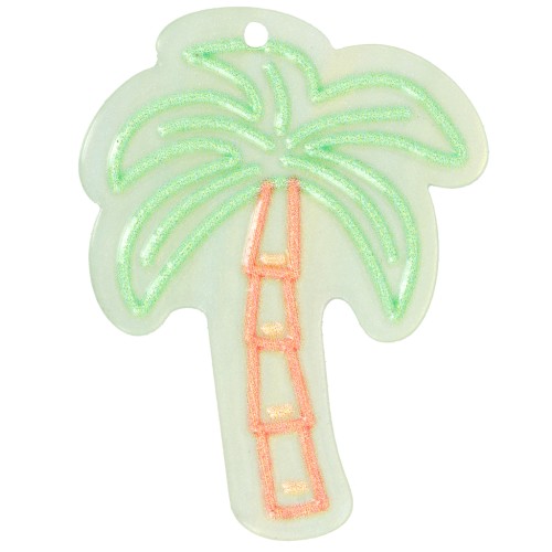37x28mm acryliic Palm tree pendant - Light green - Brown x1