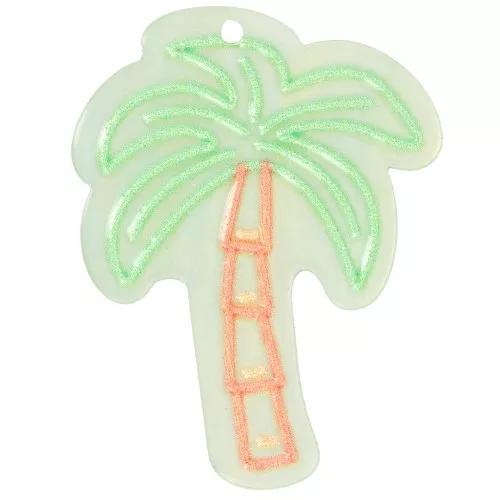 37x28mm acryliic Palm tree pendant - Light green - Brown x1