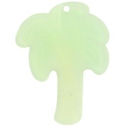 37x28mm acryliic Palm tree pendant - Light green - Brown x1