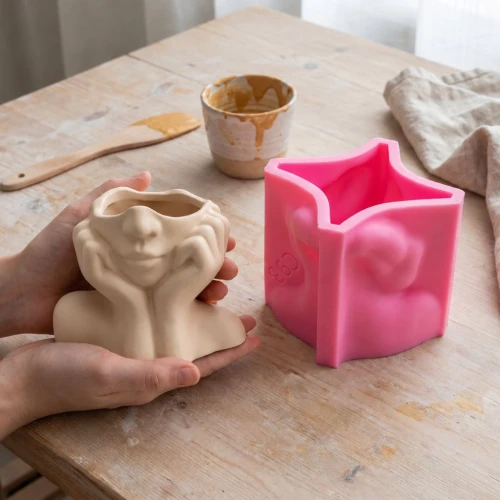 Face-shaped silicone mold - Pink x1