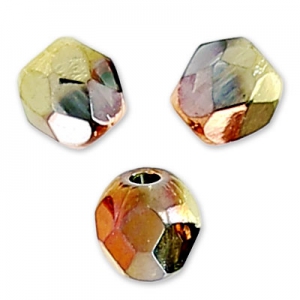 Fire Polished faceted round beads 3mm Crystal California Gold Rush x50