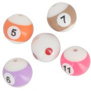 16mm round beads - Acrylic billiard balls - White - Multicolor x6|raw }}