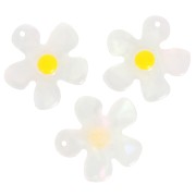 20mm acetate flower charm - Transparent pearl - Yellow x1