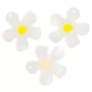 20mm acetate flower charm - Transparent pearl - Yellow x1