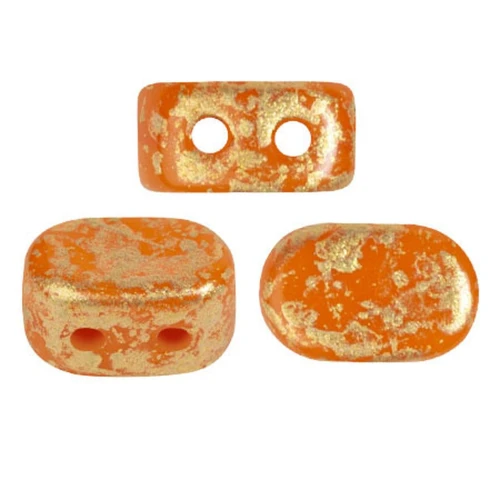 4x6mm Lipsi® glass beads by Puca® - Bright carrot Gold splash x10g