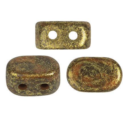 4x6mm Lipsi® glass beads by Puca® - Bright carrot Gold Spotted x10g