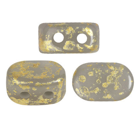 4x6mm Lipsi® glass beads by Puca® - Dapple Gray Gold splash x10g