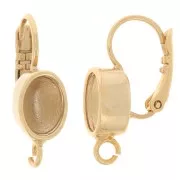 Earrings with crimped cabochon 4120 8x6 mm fine Gold plated x2