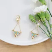 Earrings with crimped cabochon 4120 8x6 mm fine Gold plated x2