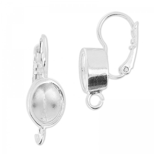 Earrings with crimped cabochon 4120 8x6 mm rhodium x2