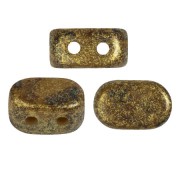 4x6mm Lipsi® glass beads by Puca® - Green Avocado gold spotted x10g