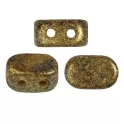 4x6mm Lipsi® glass beads by Puca® - Green Avocado gold spotted x10g