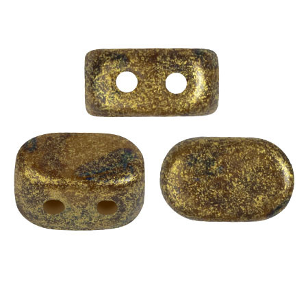 4x6mm Lipsi® glass beads by Puca® - Green Avocado gold spotted x10g