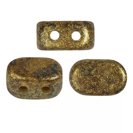 4x6mm Lipsi® glass beads by Puca® - Green Avocado gold spotted x10g