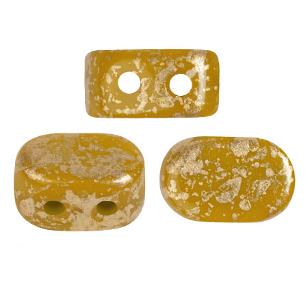 4x6mm Lipsi® glass beads by Puca® - Yellow Amber Gold splash x10g