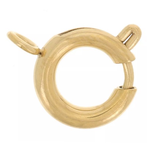 8mm 304L stainless steel spring clasps with closed ring - Gold x100