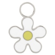 8mm Stainless steel 316L Daisy charm - Epoxy resin - White x1|raw }}