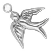 Swallow charm 14x12 mm - 304L stainless steel x1