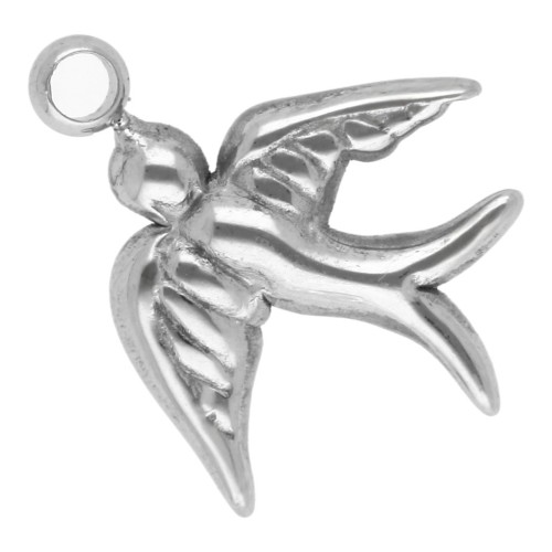 Swallow charm 14x12 mm - 304L stainless steel x1