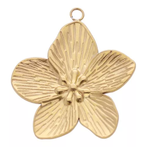 28x25mm 304L Stainless Steel Cherry Blossom Pendant - Gold x1