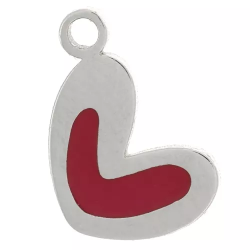 10x6.5mm Stainless steel 316L Heart charm with epoxy resin - Red x1