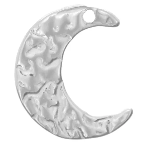 15x12.5mm 316L stainless steel Hammered half-moon charm x1