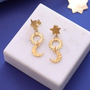 15x12.5mm 316L stainless steel Hammered half-moon charm x1