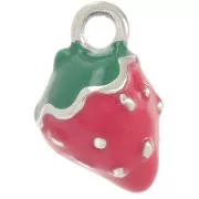 11x8mm 304L stainless steel Milling cutter charm Epoxy resin - Red x1