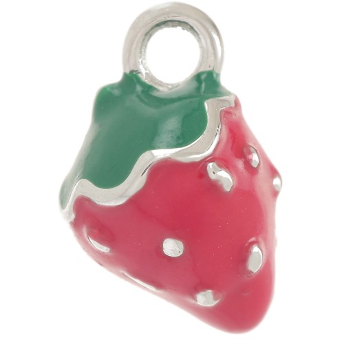 11x8mm 304L stainless steel Milling cutter charm Epoxy resin - Red x1