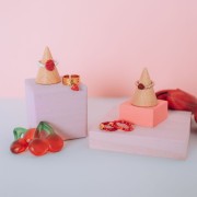 11x8mm 304L stainless steel Milling cutter charm Epoxy resin - Red x1