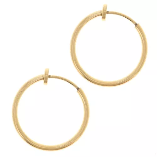 Créoles clips - For non-pierced ears 19 mm - 304L gold-plated stainless steel x2