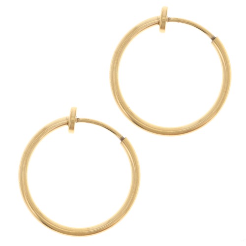Créoles clips - For non-pierced ears 20 mm - 304L gold-plated stainless steel x2