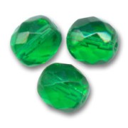 Fire Polished faceted round beads 8mm Green x20