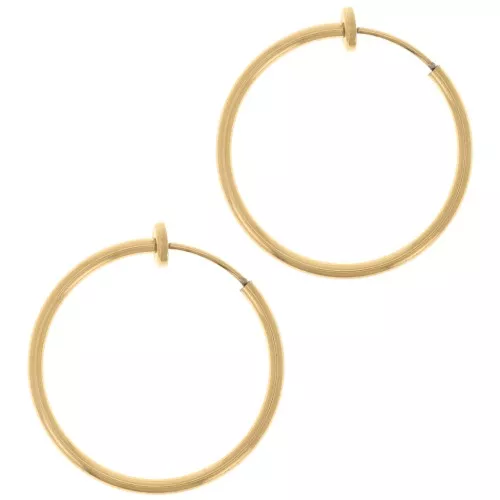 Créoles clips - For non-pierced ears 25 mm - 304L gold-plated stainless steel x2