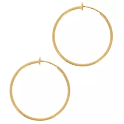 Créoles clips - For non-pierced ears 30 mm - 304L gold-plated stainless steel x2